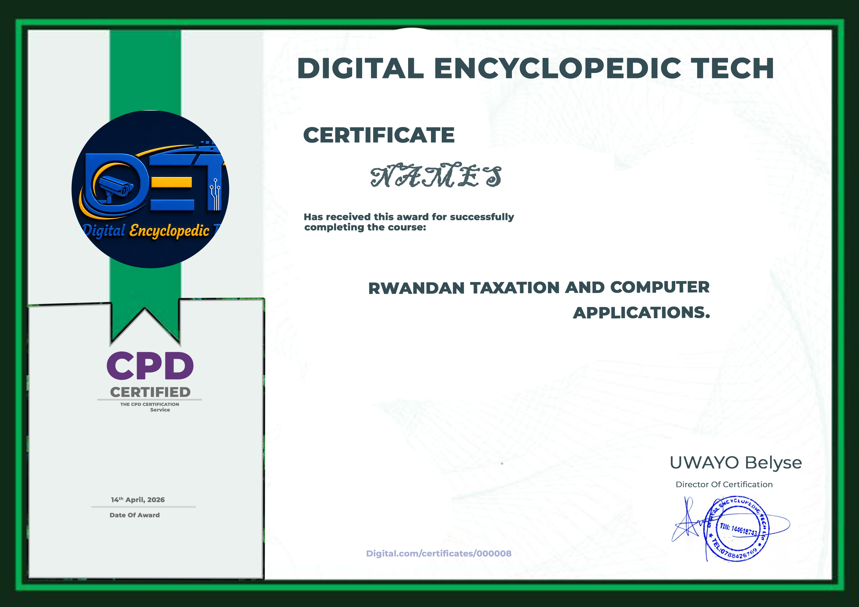 Certificate of Completion
